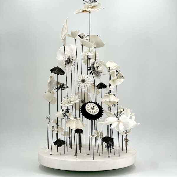 Centre de table "Prairie" (Porcelaine, Papier et Métal)